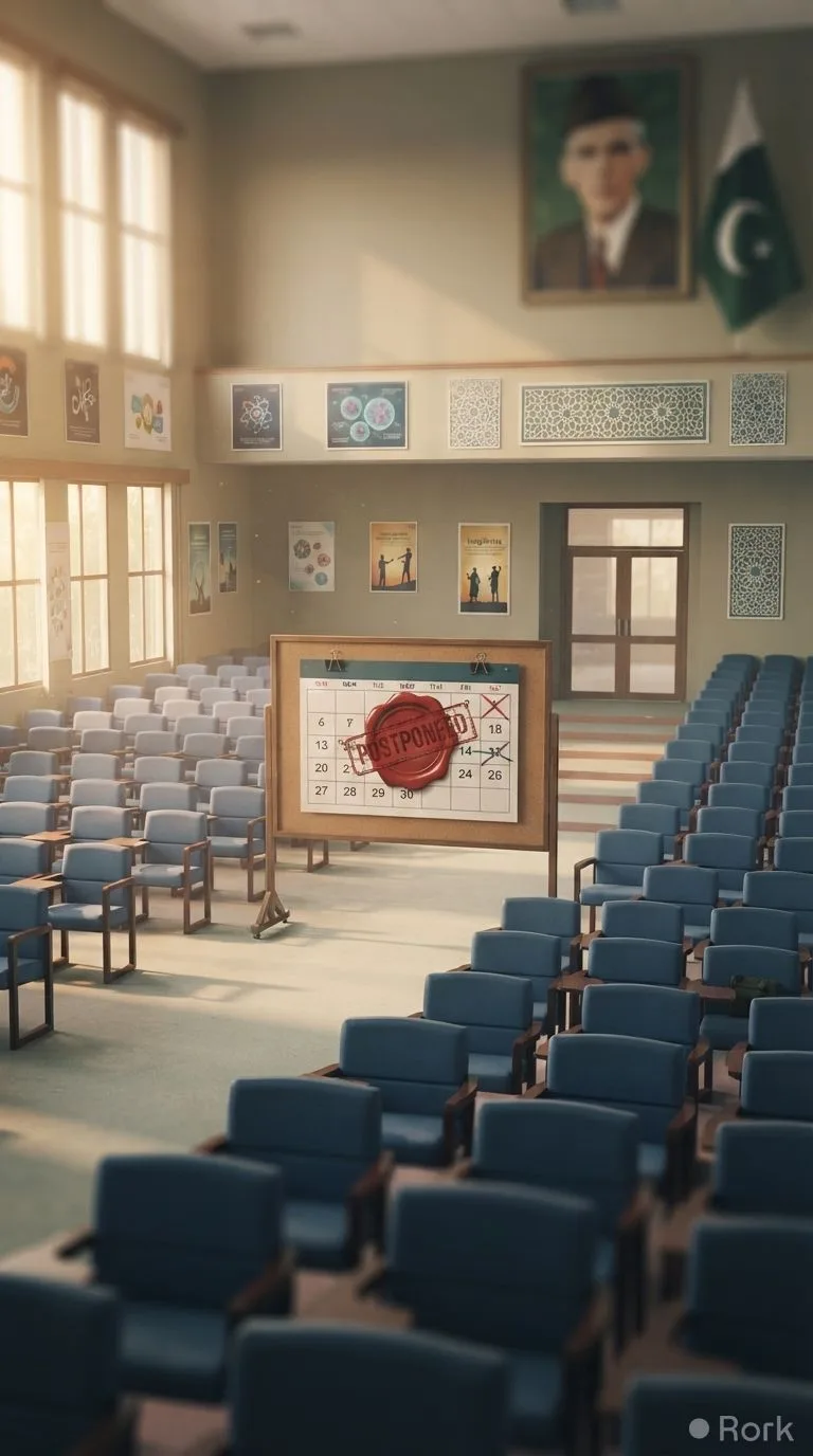 AI-generated illustration: PMDC Postpones 2026 MDCAT Exam on Prime Minister's Directive
