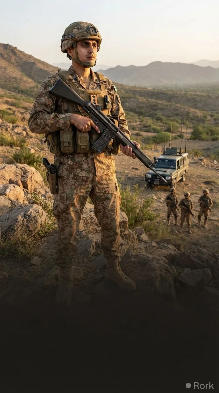 AI-generated illustration: Army Captain Martyred, Seven Terrorists Eliminated in Hangu Raid