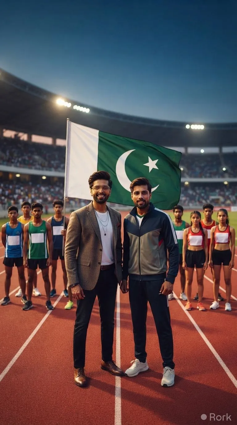 AI-generated illustration: Fahad Mustafa, Mohammad Amir Inspire Athletes to Win Medals