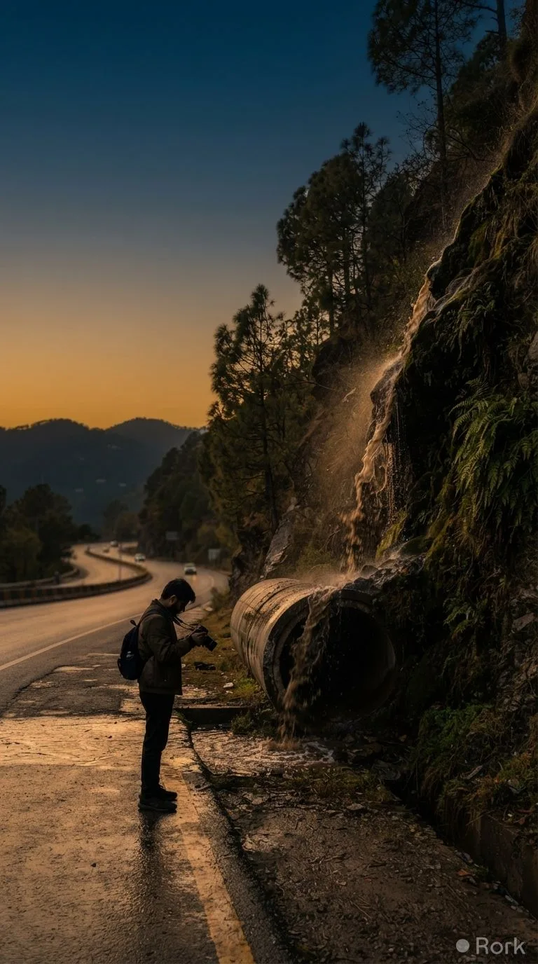 AI-generated illustration: Murree's 'New Waterfall' Revealed as Sewage Drain