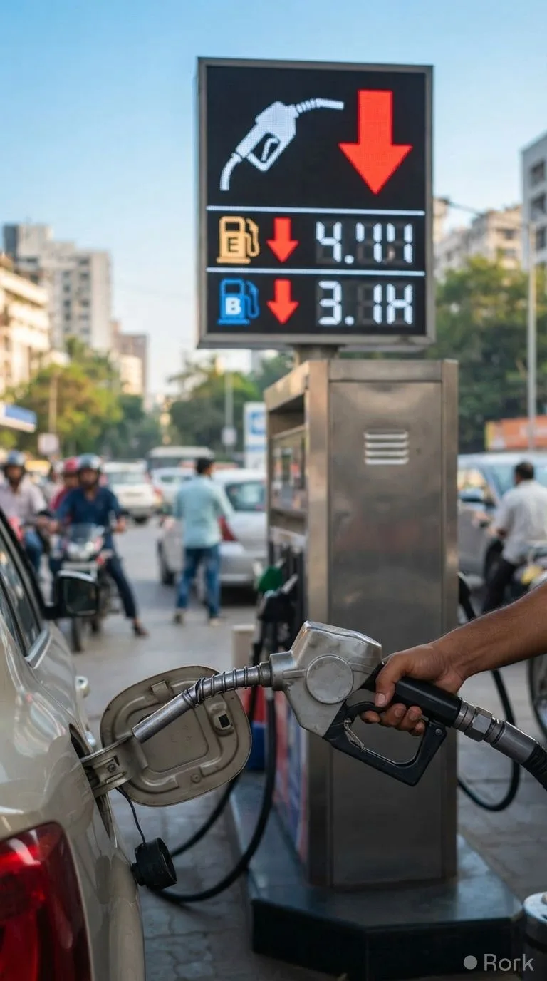 AI-generated illustration: Petrol Prices Drop By Rs3.19, Diesel By Rs1.50 Per Litre