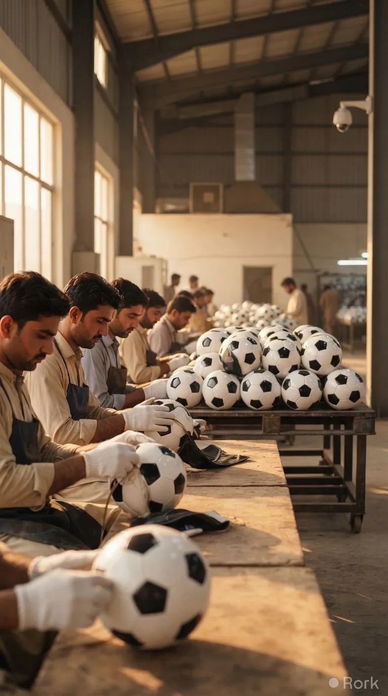 AI-generated illustration: Sialkot Exports $256M Worth of Footballs in 2026