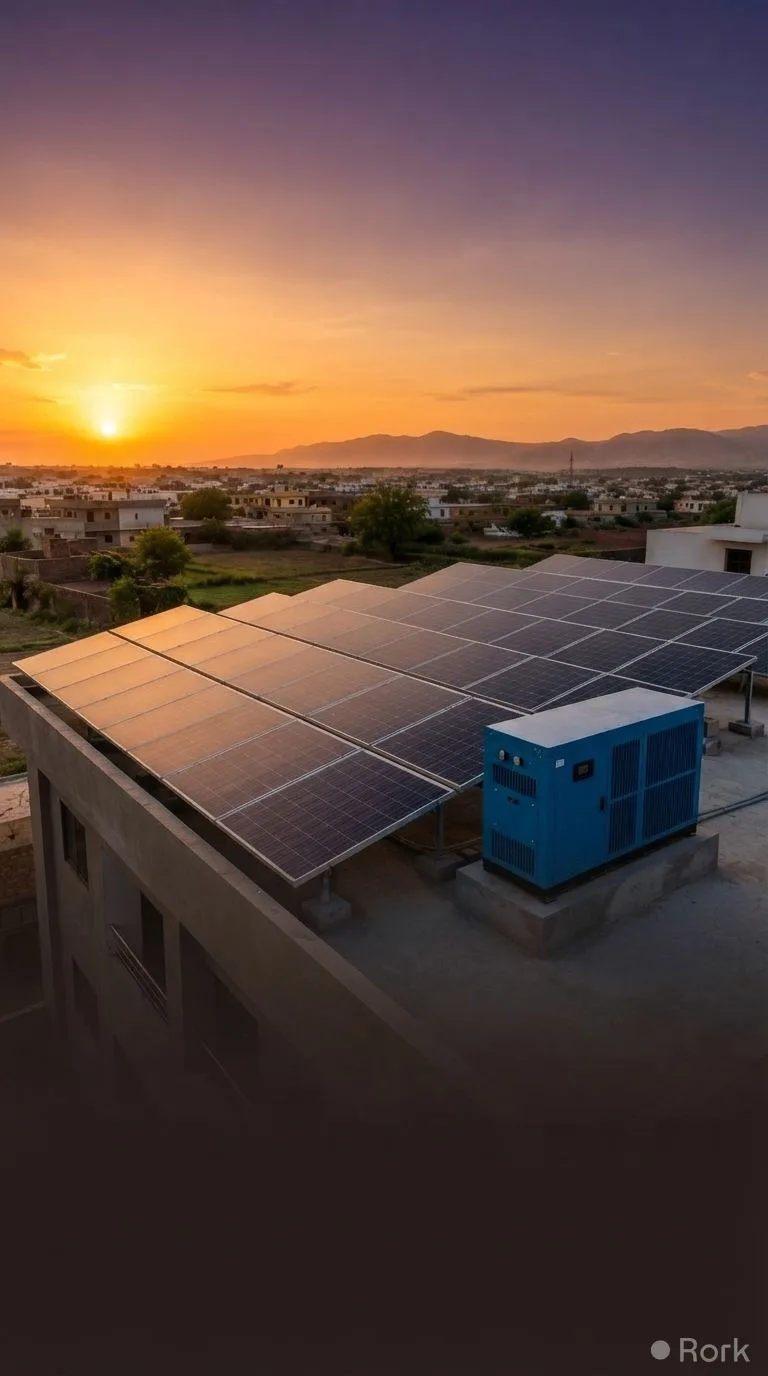 AI-generated illustration: Pakistan's Solar Boom Now Storing Power with Battery Storage