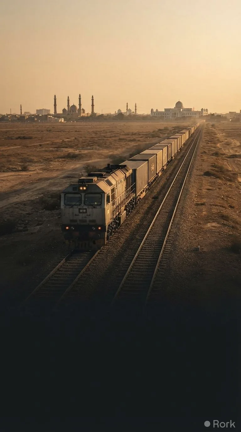 AI-generated illustration: Pakistan, Russia to launch first Moscow–Karachi freight rail link