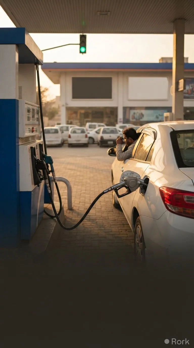 AI-generated illustration: Petrol Drops Rs1.70 to Rs325.92, Diesel Rises Rs1.39