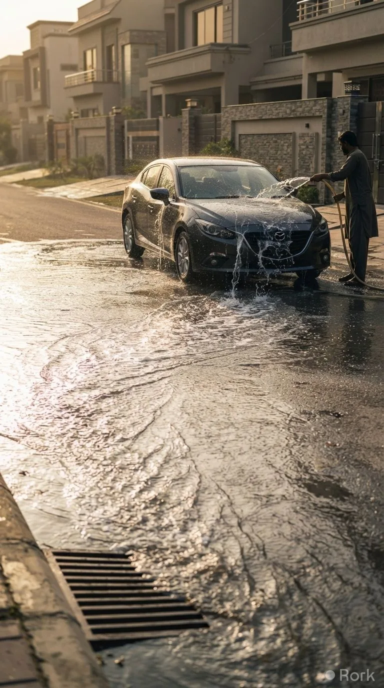 AI-generated illustration: CDA Fines Islamabad Resident Rs20,000 Over Car Water Wastage