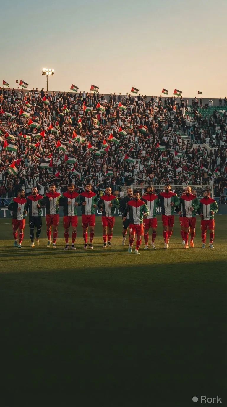 AI-generated illustration: Palestinian football resumes on Sept 4 after nearly three years of suspension, launching the Thousand Martyrs’ Cup.