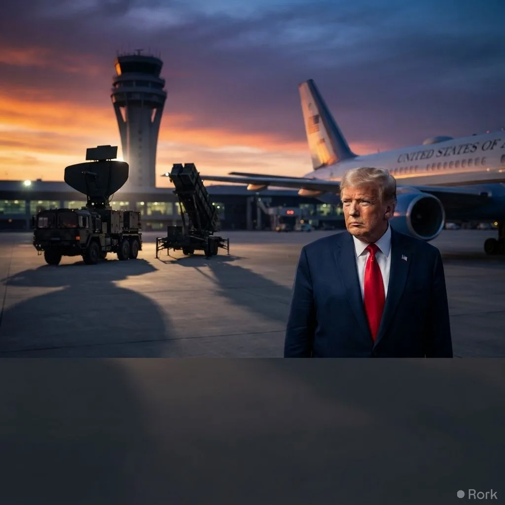 AI-generated illustration: Trump departs Ankara in C‑32A jet after credible missile threat forces secret plane switch