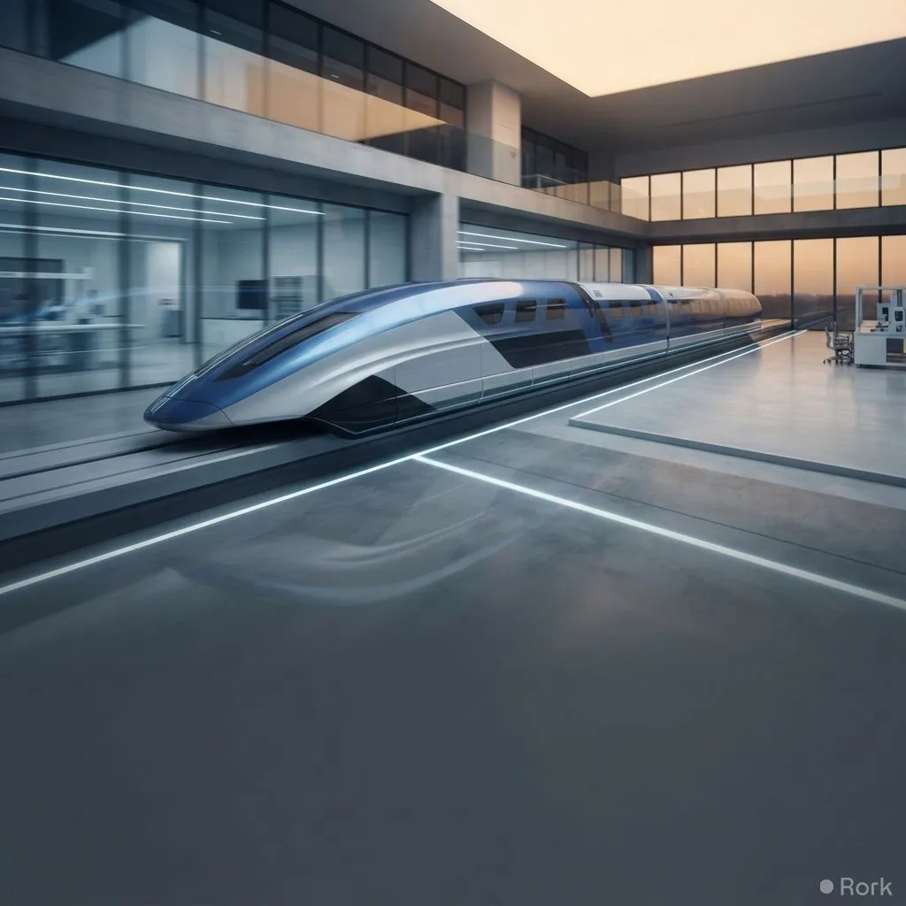 AI-generated illustration: China’s maglev train reaches 800 km/h in 5.3 seconds, setting a world record.
