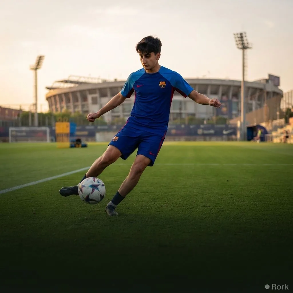 AI-generated illustration: Pakistan’s 15‑Year‑Old Abdul Momin Invited to FC Barcelona U17 Training Camp