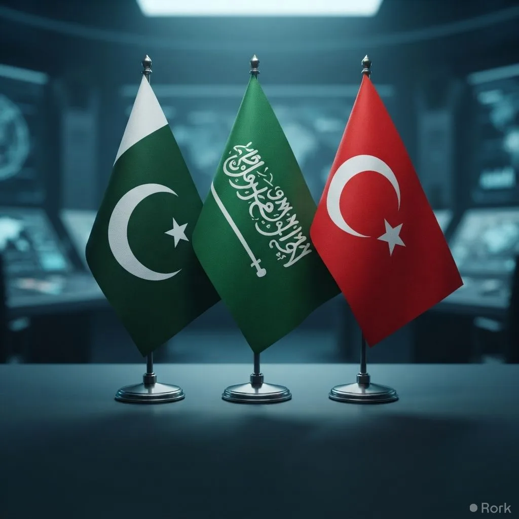 AI-generated illustration: Pakistan, Türkiye, and Saudi Arabia to Deepen Defence Pact with Joint Political, Military Coordination