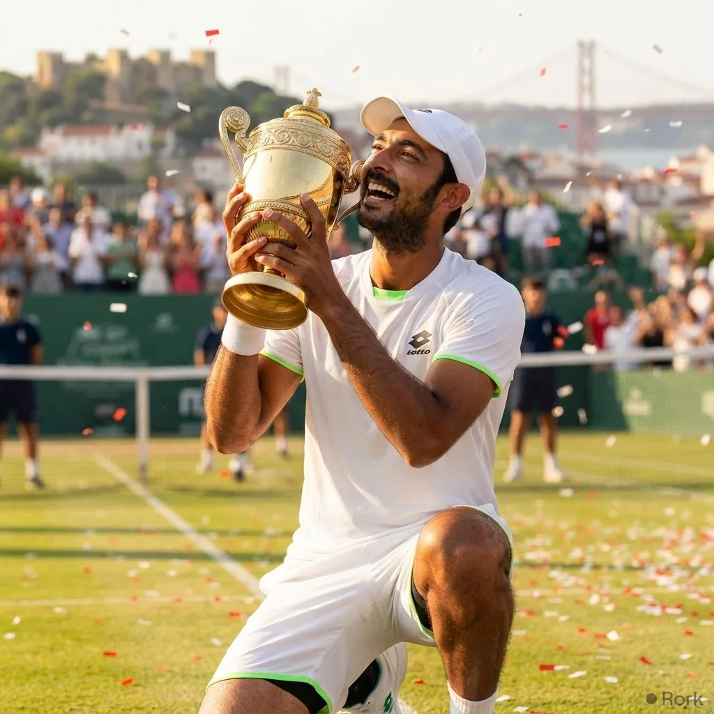 AI-generated illustration: Aisam-ul-Haq Qureshi Wins Gold in 40+ Mixed Doubles at ITF Masters World Championship