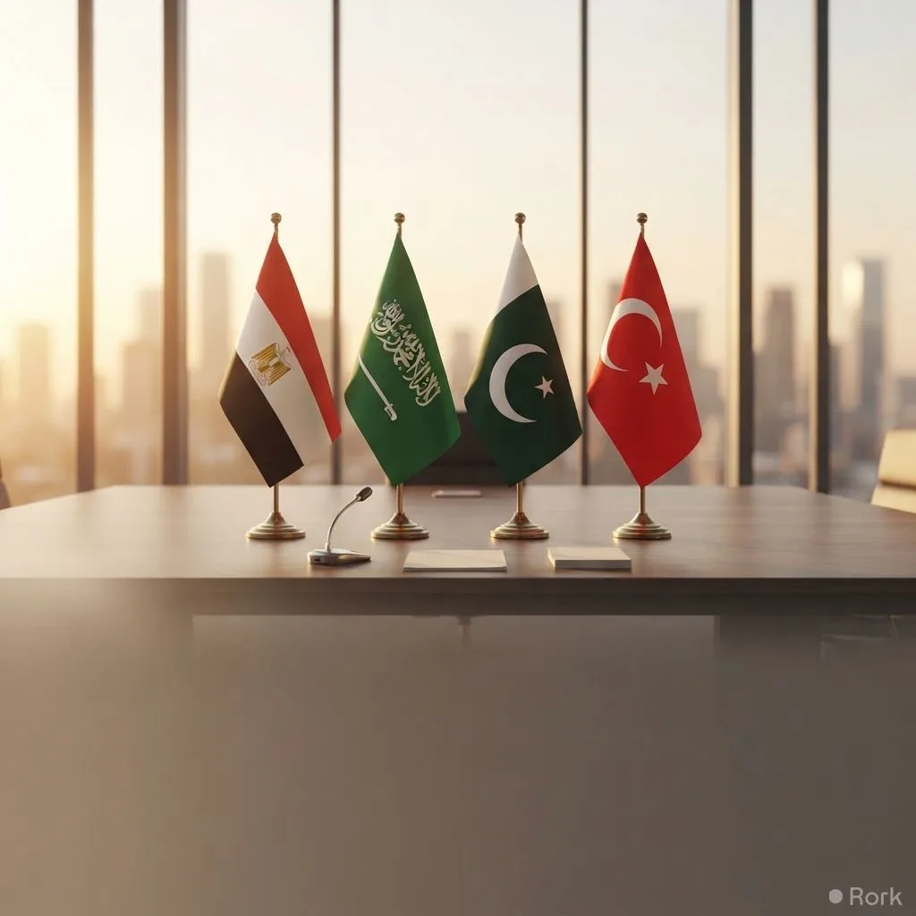 AI-generated illustration: Erdogan Says Egypt Could Join Mecca Defence Pact with Saudi Arabia, Pakistan, Türkiye
