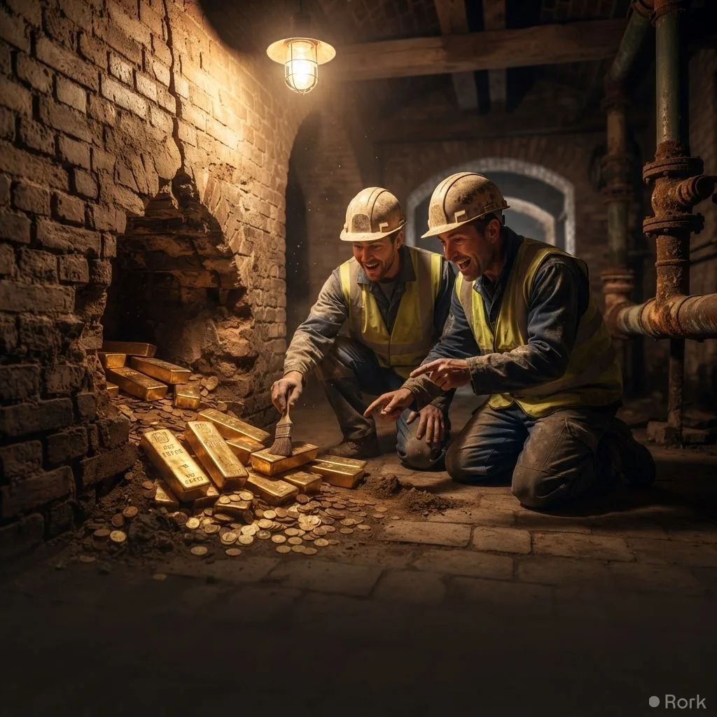AI-generated illustration: Belgian workers uncover $10 million worth of gold during sewer line replacement