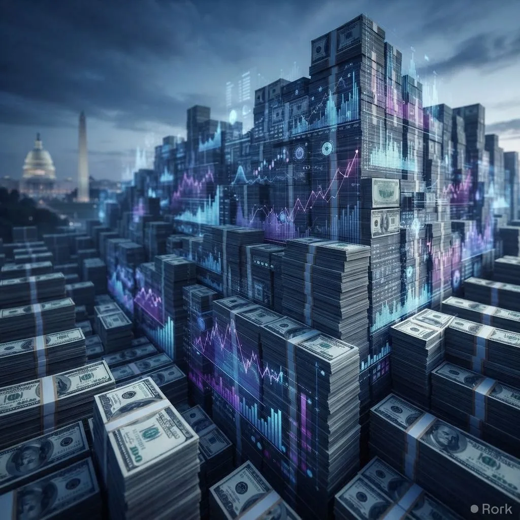 AI-generated illustration: US National Debt Soars Past $40 Trillion, Deepening Fiscal Crisis Under Trump and Biden.