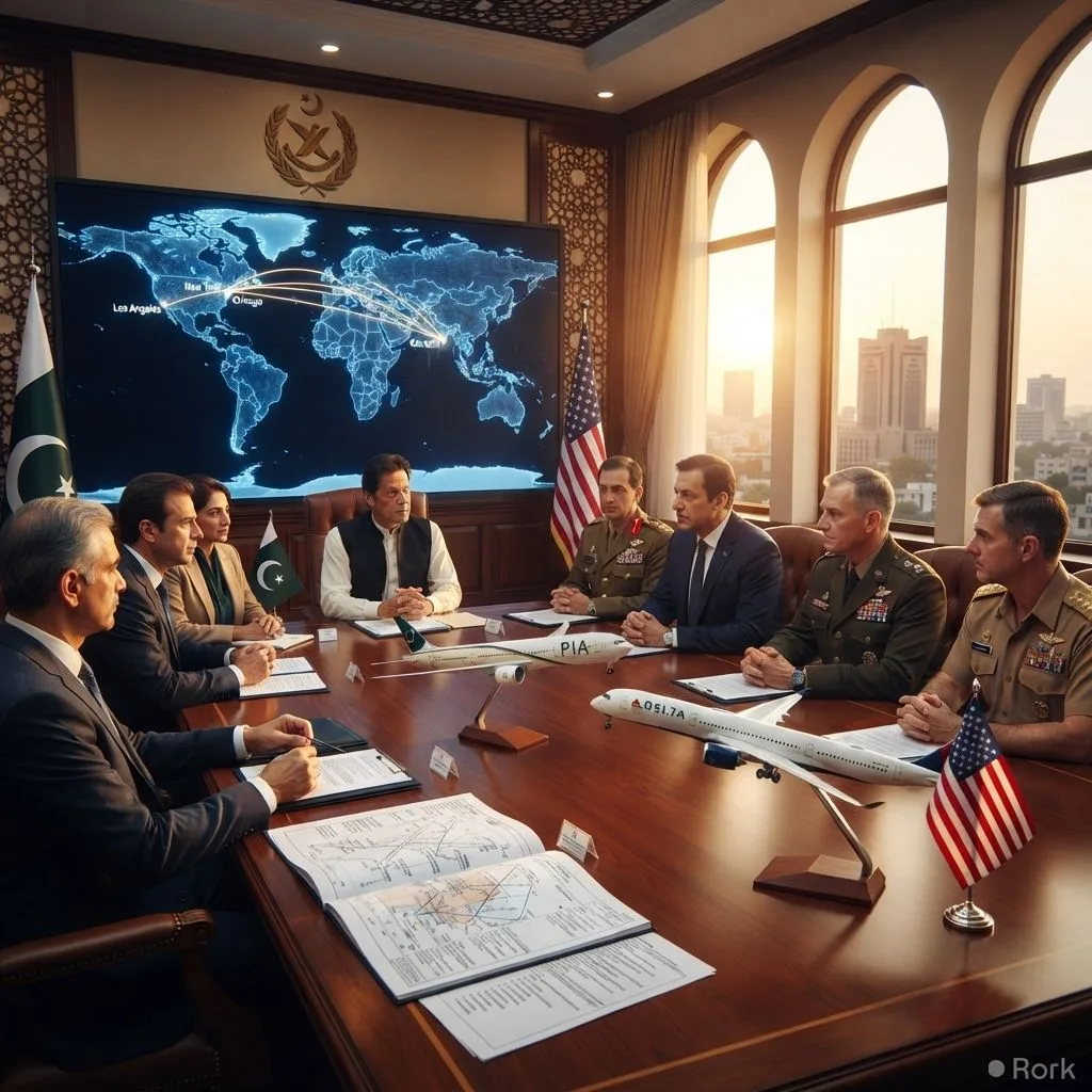 AI-generated illustration: Pakistan and US Aviation Officials Meet in Karachi to Discuss Direct Flights