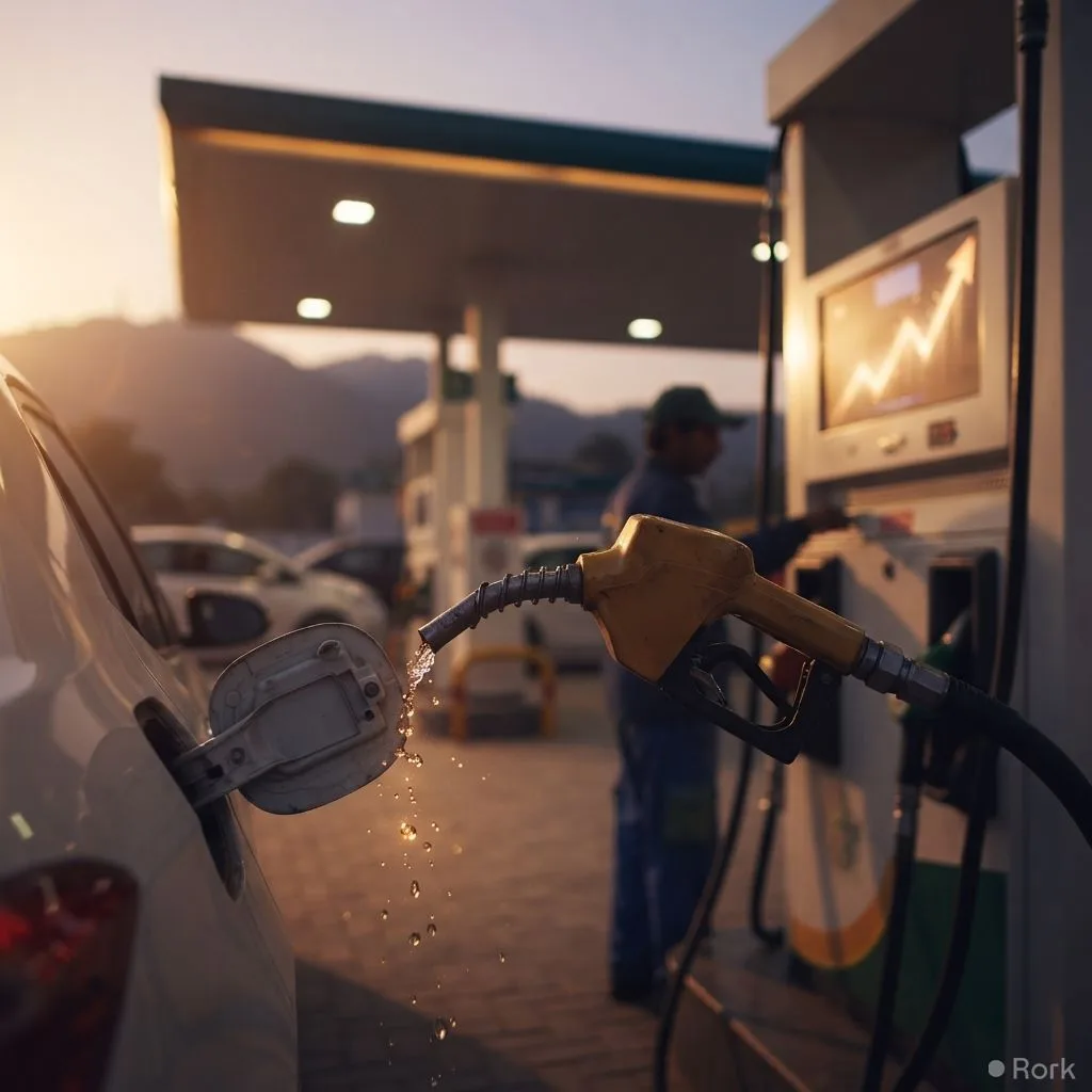 AI-generated illustration: Petrol Up Rs 0.27, Diesel Up Rs 1.64 in Pakistan Fuel Revision.