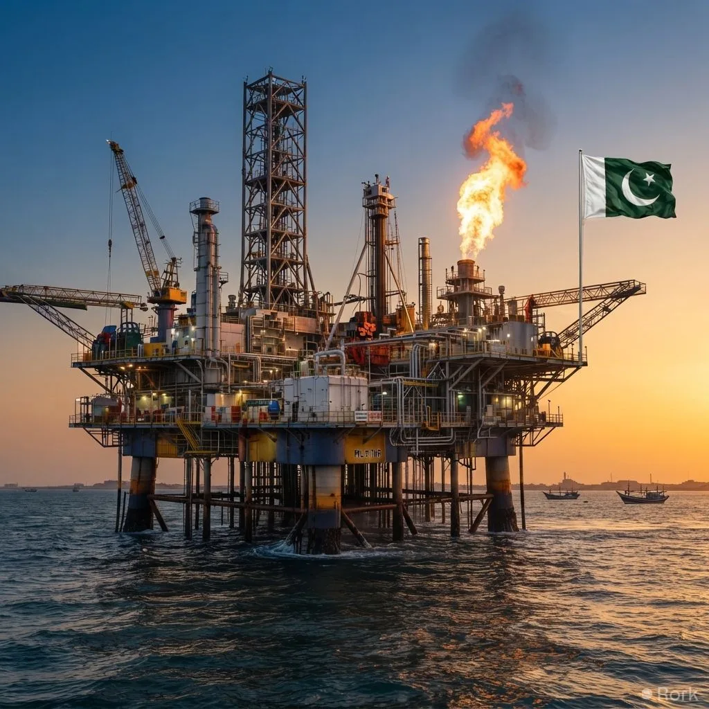 AI-generated illustration: Pakistan Petroleum Limited discovers significant offshore gas and condensate field off Sindh's coast