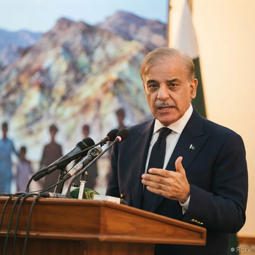 AI-generated illustration: PM Shehbaz Announces Grand Dialogue to Resolve Balochistan Grievances Nationwide.