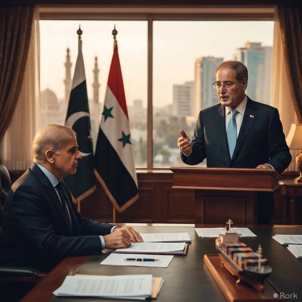 AI-generated illustration: Syrian Foreign Minister proposes a Pakistan‑Syria Business Council to expand bilateral trade