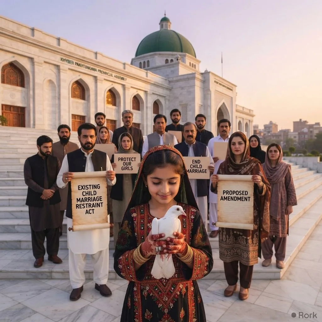 AI-generated illustration: Khyber Pakhtunkhwa Enforces Ban on Marriage Under 16, Proposes Raising Age to 18.