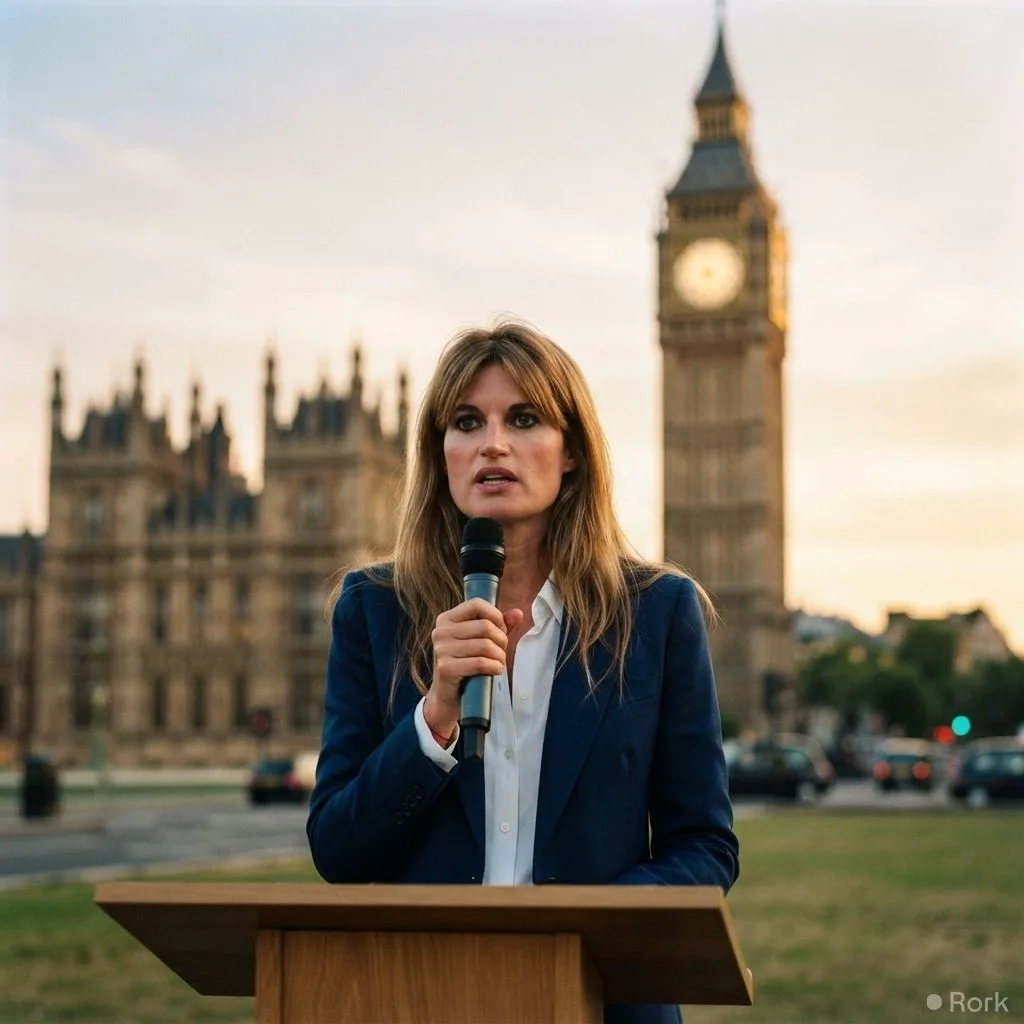 AI-generated illustration: Jemima Goldsmith Urges UK PM and Foreign Secretary to Address Imran Khan's Human Rights.