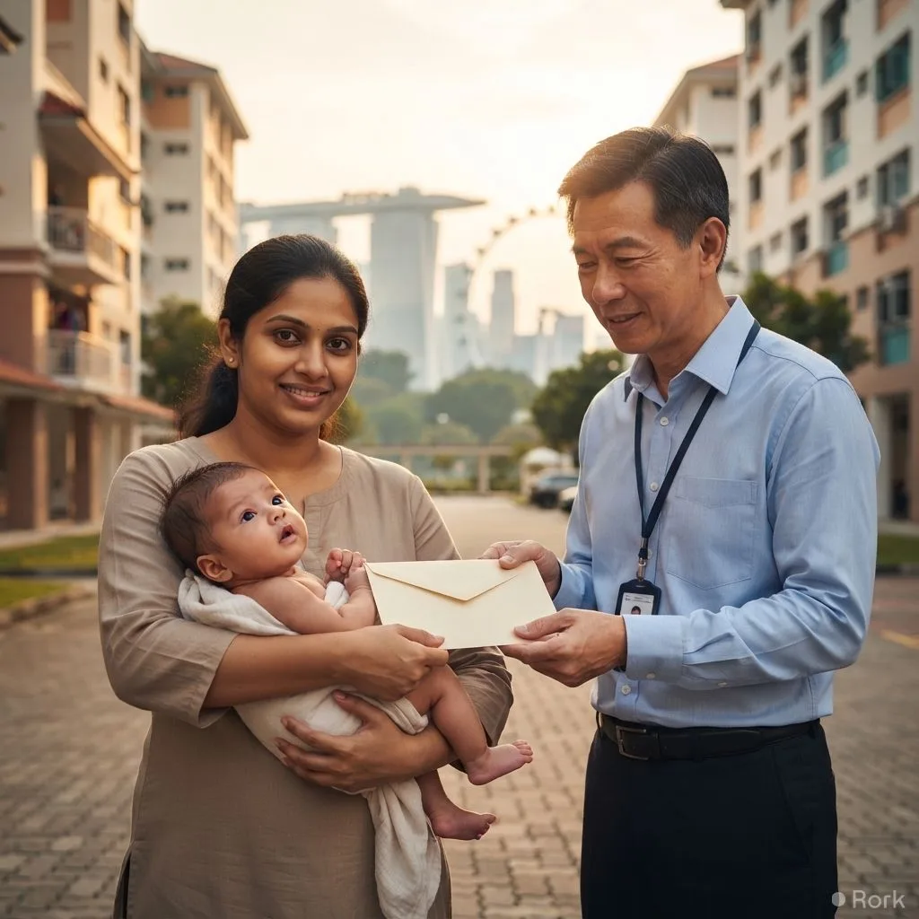 AI-generated illustration: Singapore Announces PKR 1.5 Crore Cash Incentive Per Newborn Child to Boost Fertility Rate.