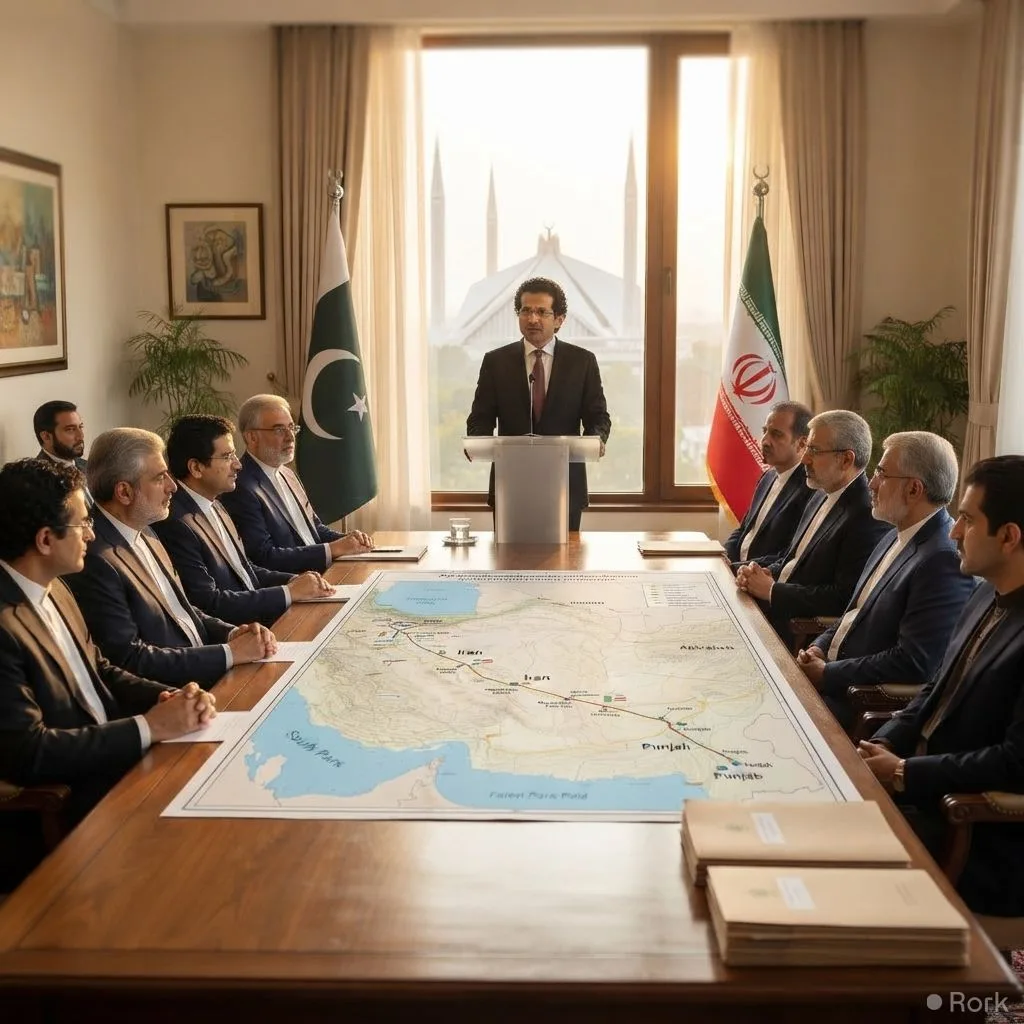 AI-generated illustration: Prime Minister Forms Committee to Resolve Pak-Iran Gas Pipeline Arbitration Impasse.