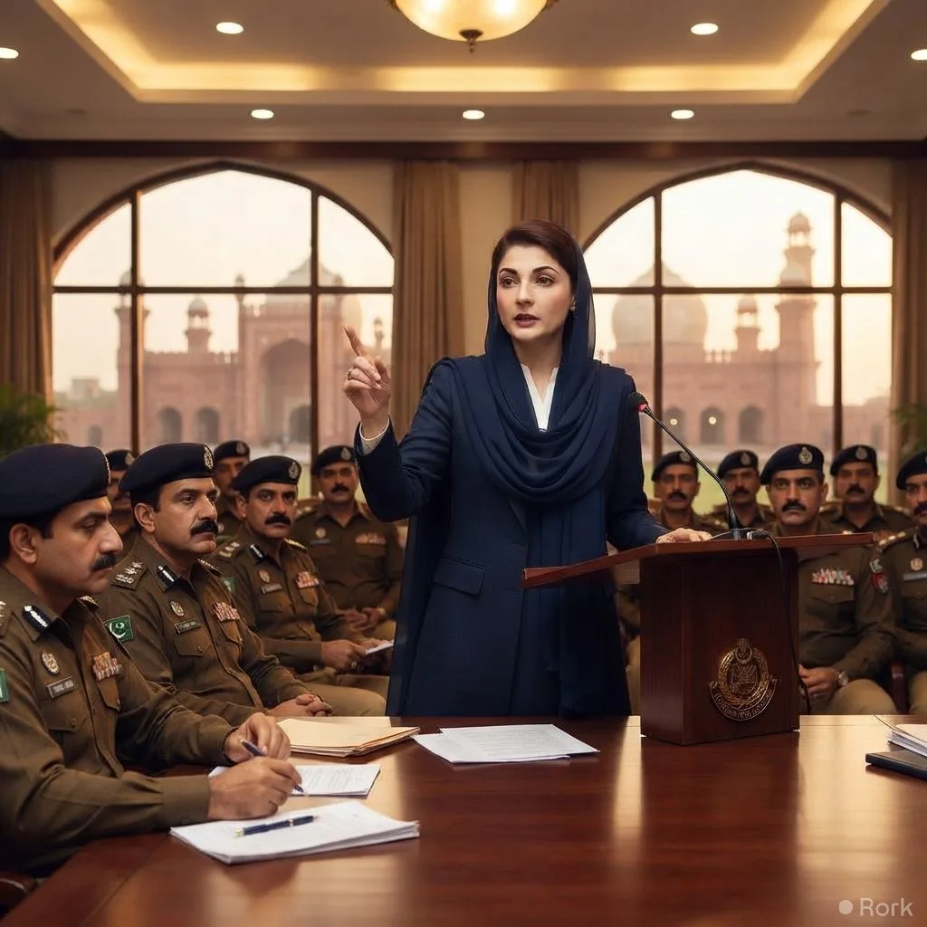AI-generated illustration: Punjab CM Maryam Nawaz Orders Removal of Corrupt Police Officers Within One Week.
