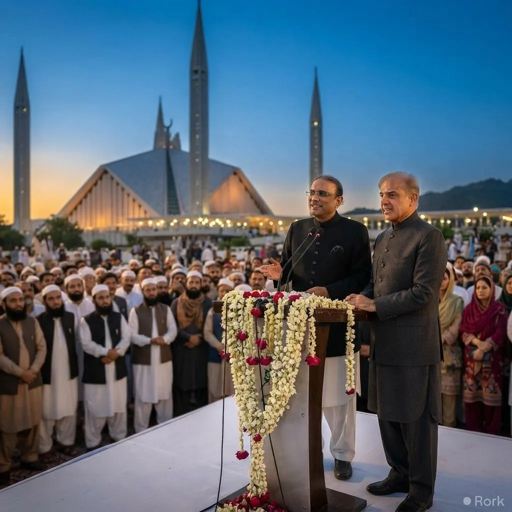 AI-generated illustration: Zardari, Shehbaz Urge Pakistanis to Follow Tolerance, Service on Eid Miladun Nabi.