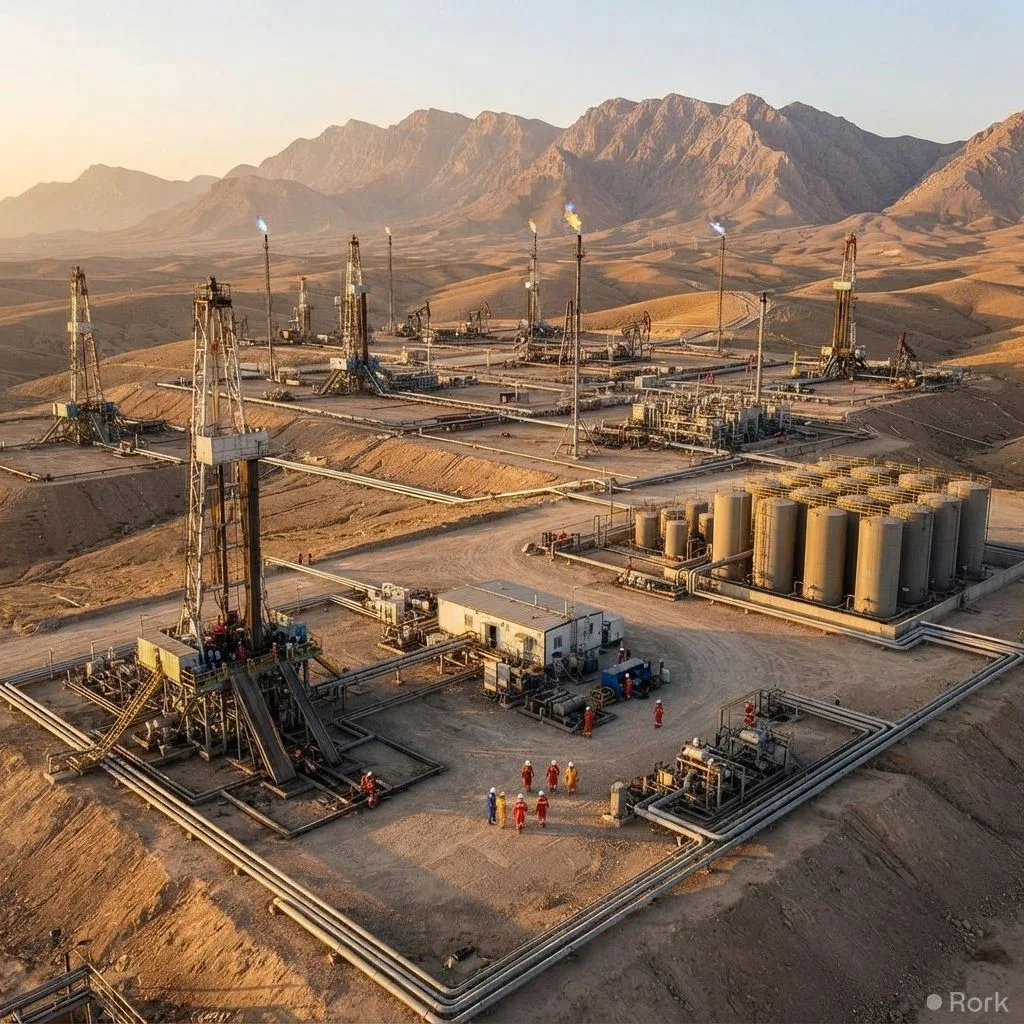 AI-generated illustration: Iran Discovers 7.5 Trillion Cubic Feet of Natural Gas in Southern Fars Province.