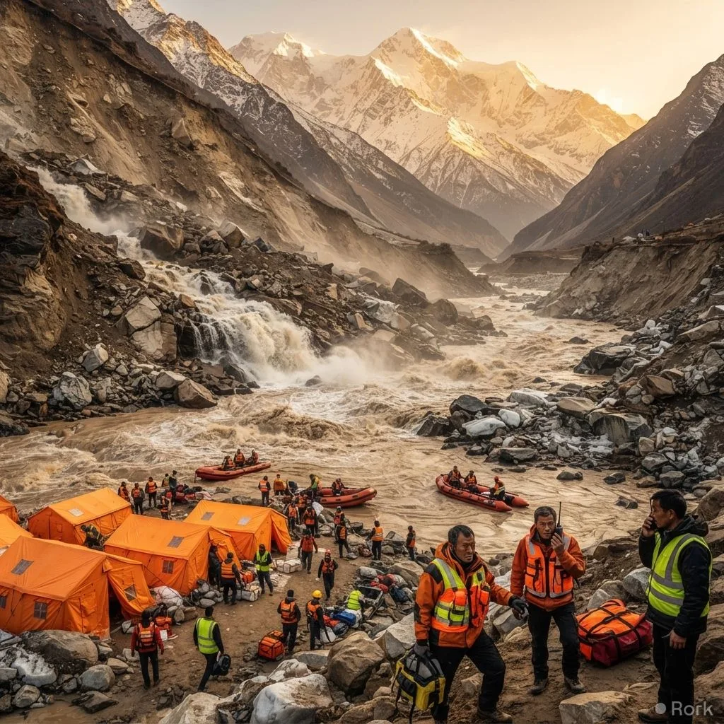 AI-generated illustration: Nearly 1,500 People Reported Missing After Landslide-Triggers Floods in Nepal and Tibet.