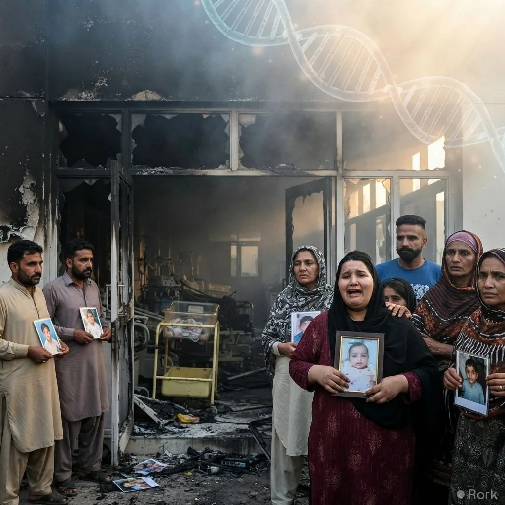 AI-generated illustration: Families Demand DNA Tests to Identify 15 Newborns Killed in PIMS Nursery Fire