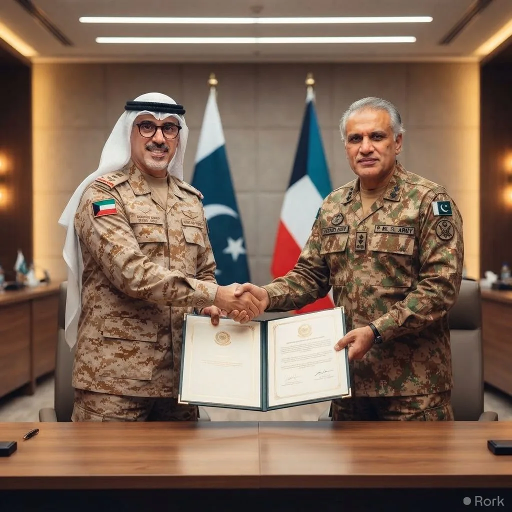 AI-generated illustration: Pakistan and Kuwait Sign Defence Cooperation Protocol to Boost Military Training and Border Management