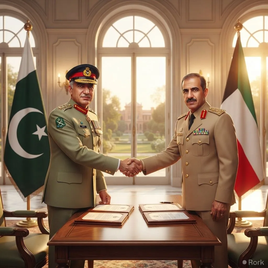 AI-generated illustration: Pakistan and Kuwait sign defence pact to boost joint training and border security