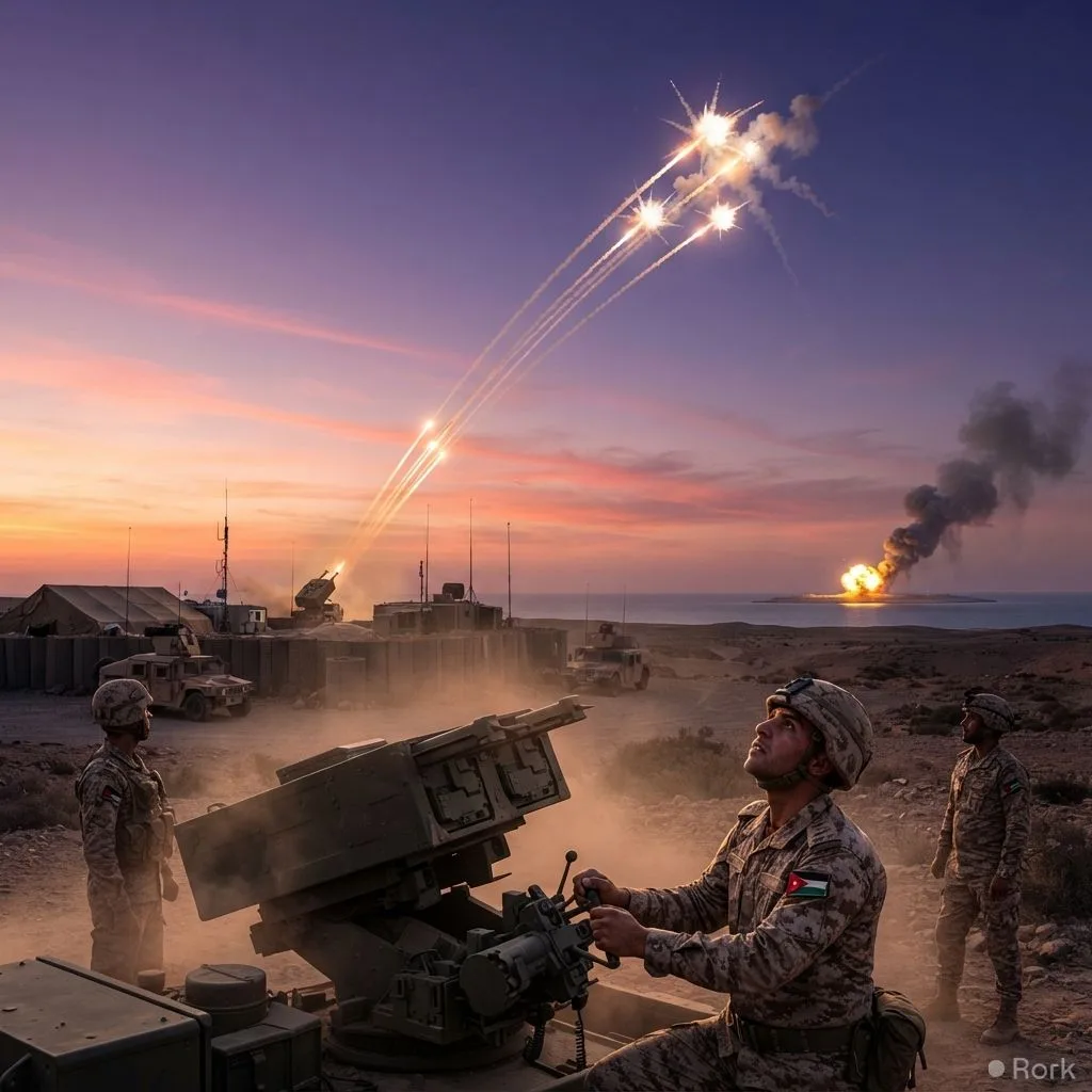AI-generated illustration: Iran Launches Missile Strike on US Targets in Jordan Following Larak Island Attack
