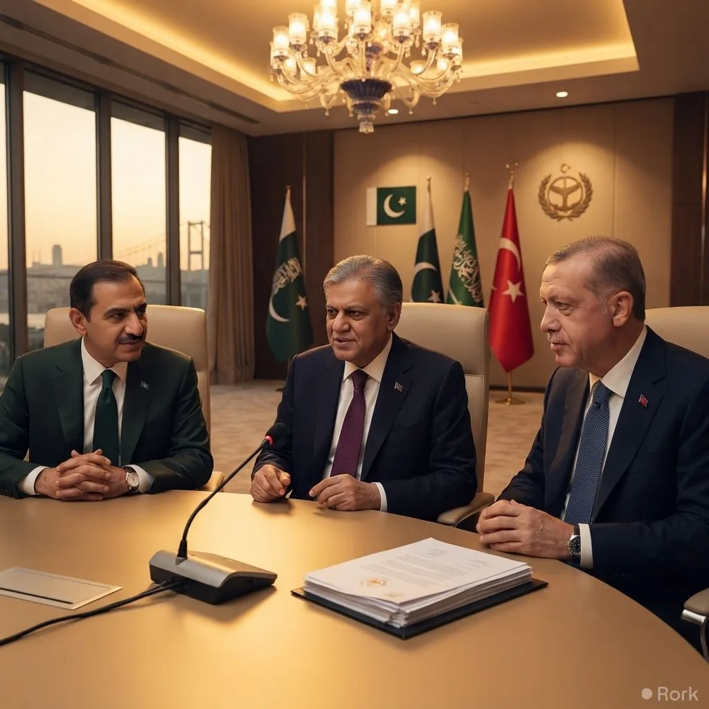 AI-generated illustration: Pakistan, Saudi Arabia and Turkey convene first Makkah defence pact meeting in Istanbul