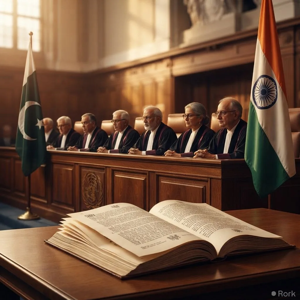 AI-generated illustration: The Hague Court Orders India to Uphold Indus Water Treaty with Pakistan