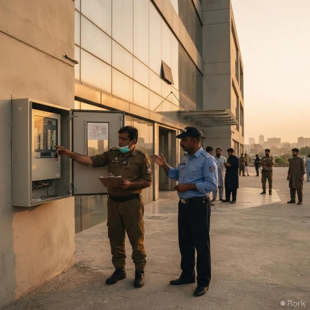 AI-generated illustration: CDA fines 48 Islamabad hospitals Rs14.05 million for fire safety violations