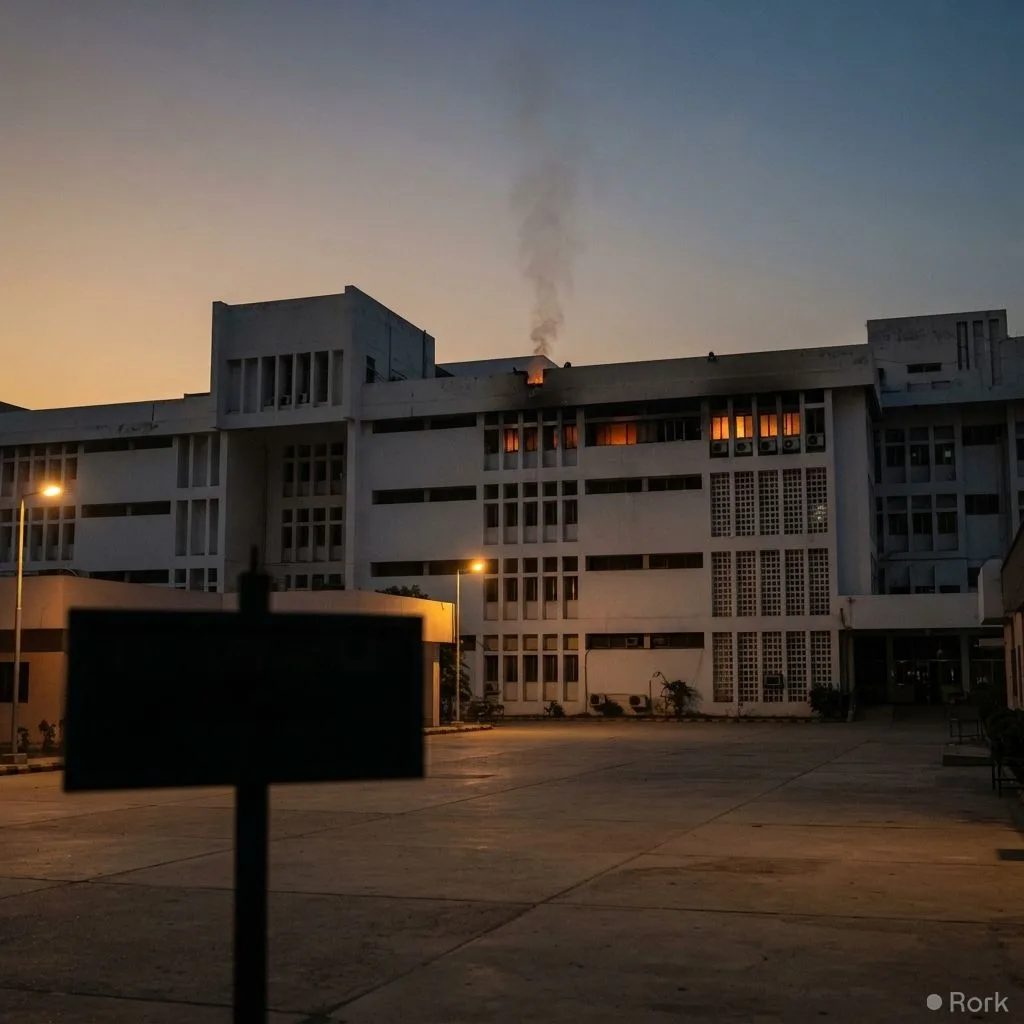 AI-generated illustration: PIMS Hospital Operated Without Licence for Two Years Before Fire Killed 14 Newborns