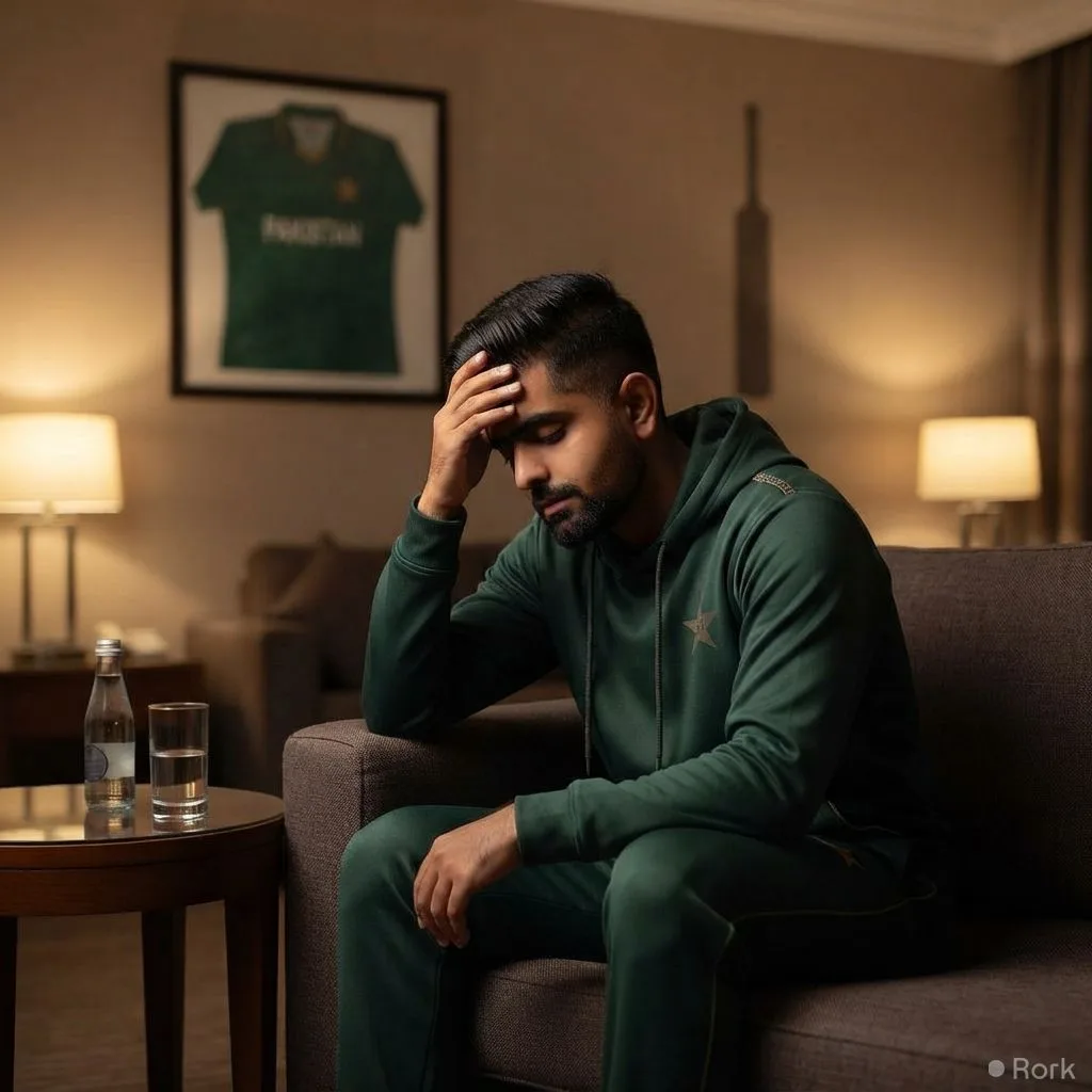 AI-generated illustration: Pakistan captain Babar Azam falls ill with fever after 2‑0 series loss to England