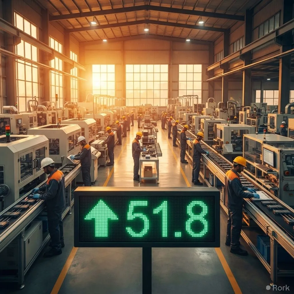 AI-generated illustration: Pakistan's HBL Manufacturing PMI climbs to 51.8 in August, highest since the war began