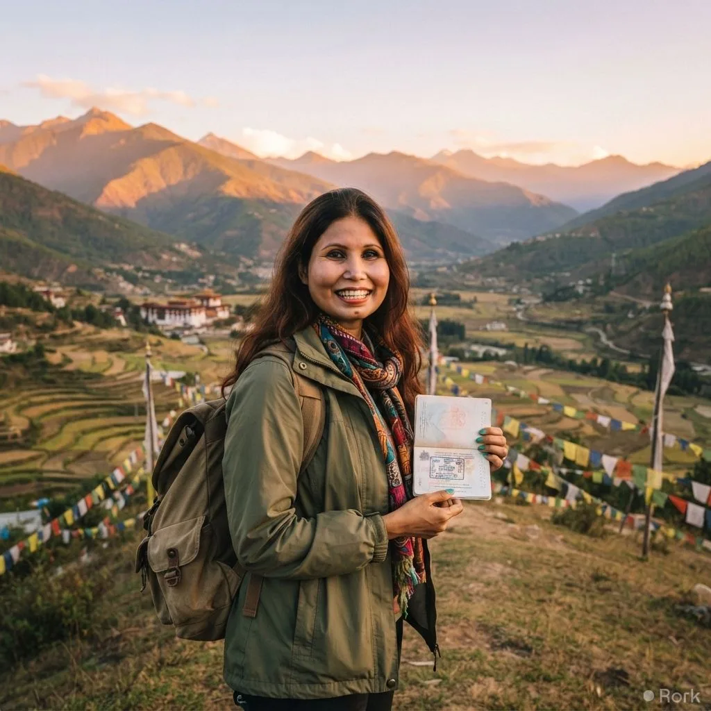 AI-generated illustration: Najmun Nahar Becomes First Bangladeshi and Muslim Woman to Visit 185 Countries, Completing Journey in Bhutan