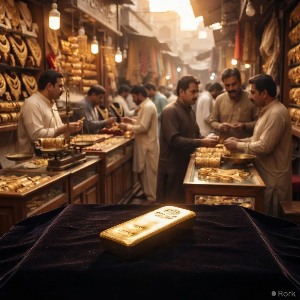 AI-generated illustration: Gold price jumps Rs 11,200 to reach Rs 465,236 per tola in Pakistan on Thursday