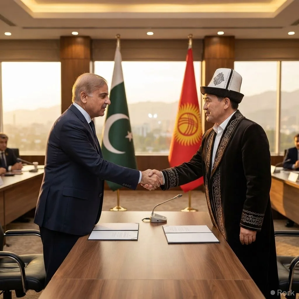 AI-generated illustration: Pakistan and Kyrgyzstan Sign 17 Agreements to Raise Bilateral Trade to $200 Million