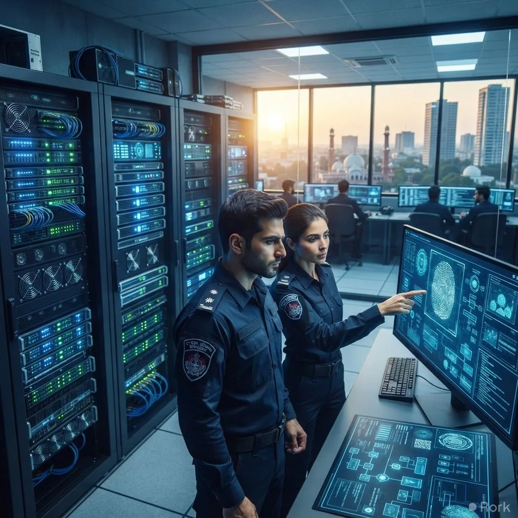 AI-generated illustration: NCCIA Seizes Biometric Data of 600,000 Pakistanis in Nationwide Cybercrime Raids