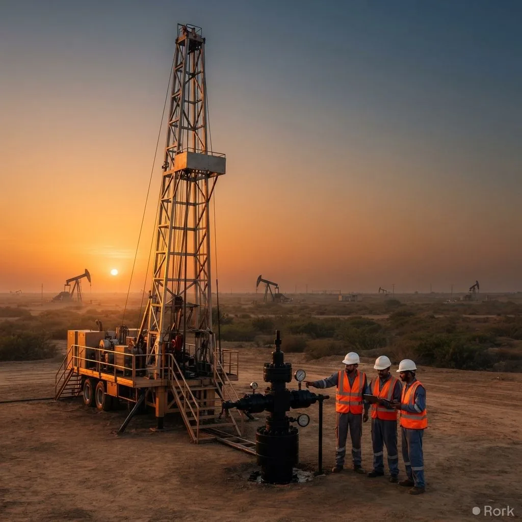 AI-generated illustration: OGDCL discovers new oil and gas reserves in Sindh after drilling Bobi‑11 well