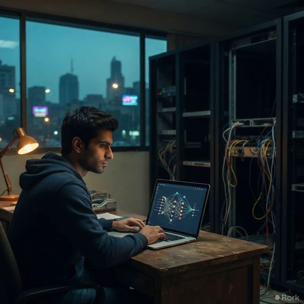 AI-generated illustration: Karachi AI Startups Cite GPU Costs and Power Outages as Biggest Barriers, Contrasting China’s Chip Surplus