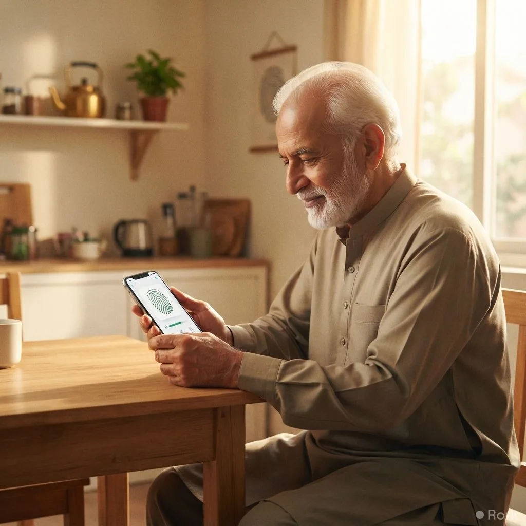 AI-generated illustration: NADRA Launches Free Home ‘Proof of Life’ Service for Elderly Pensioners via PakID App