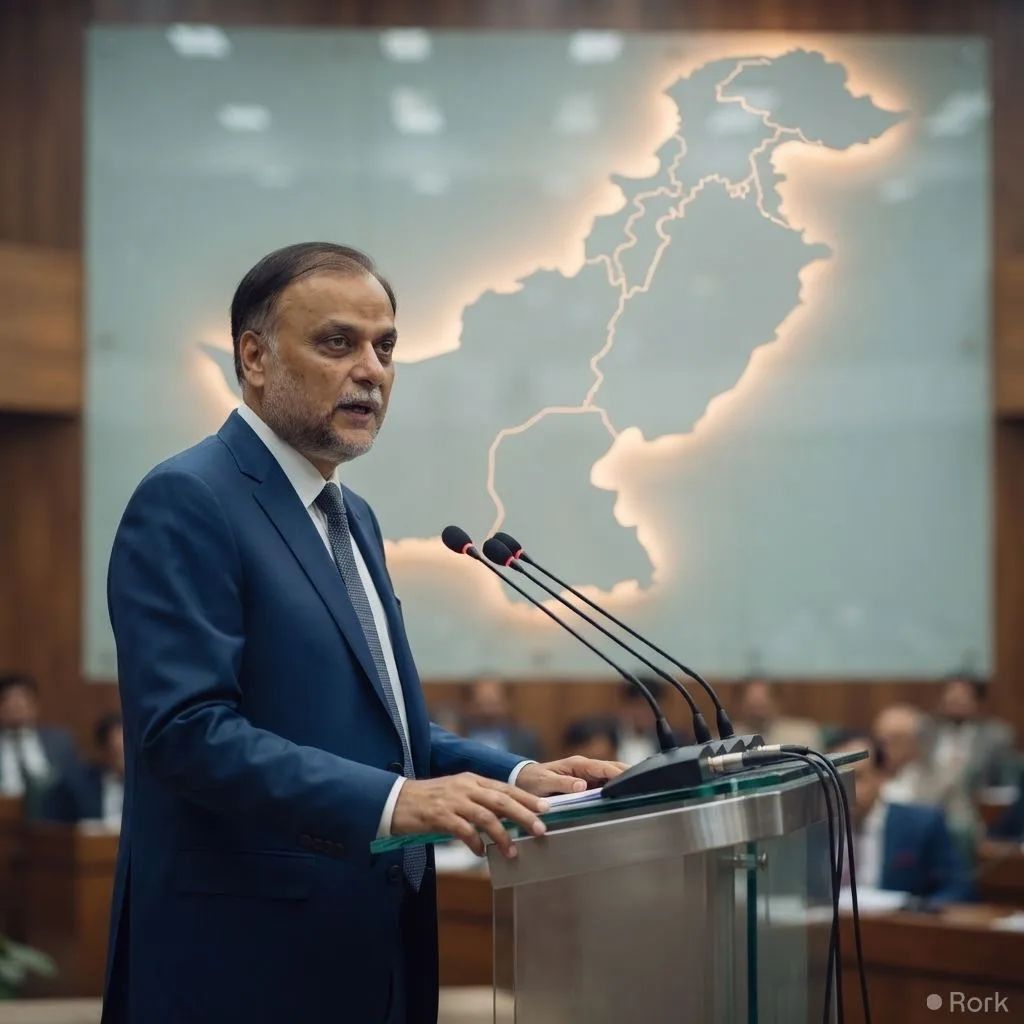 AI-generated illustration: Planning Minister Ahsan Iqbal Proposes Splitting Pakistan’s Four Provinces into Up to 15 New Provinces